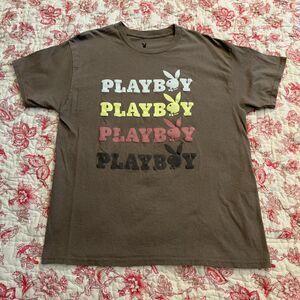 Playboy Graphic T Shirt Brown Slate color! Mens size Large!